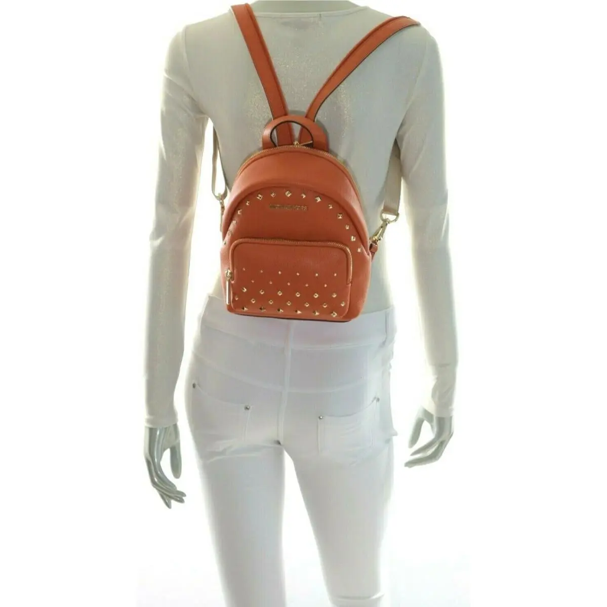 Erin Small Mini Convertible Studded Leather Backpack NWT$378.00 Tangerine by Michael Kors