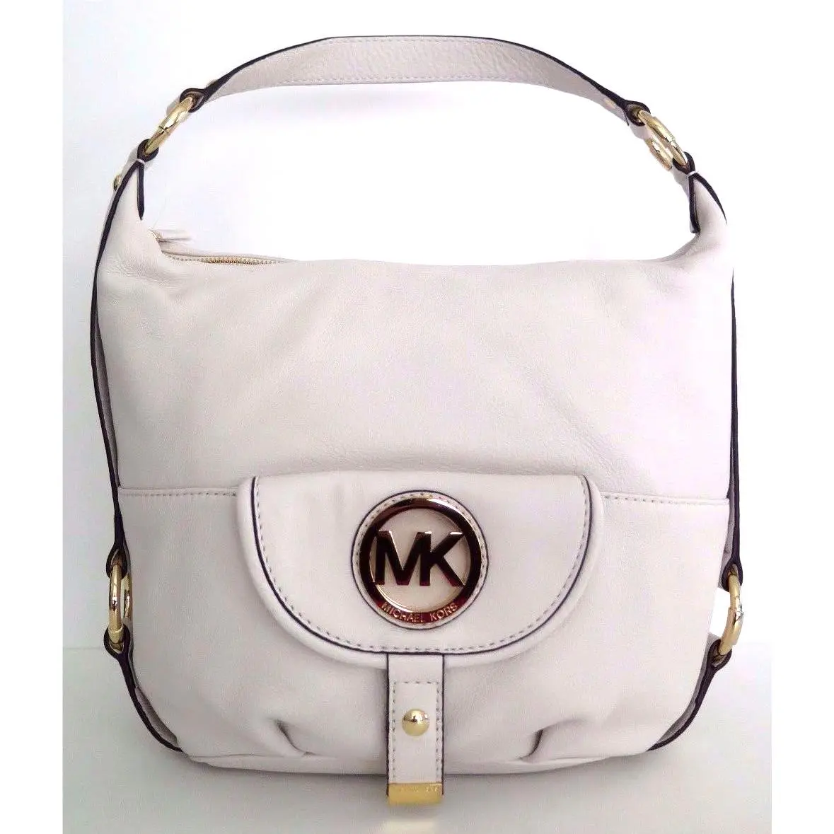 Michael Kors Fulton Large Leather Shoulder Bag Vanilla