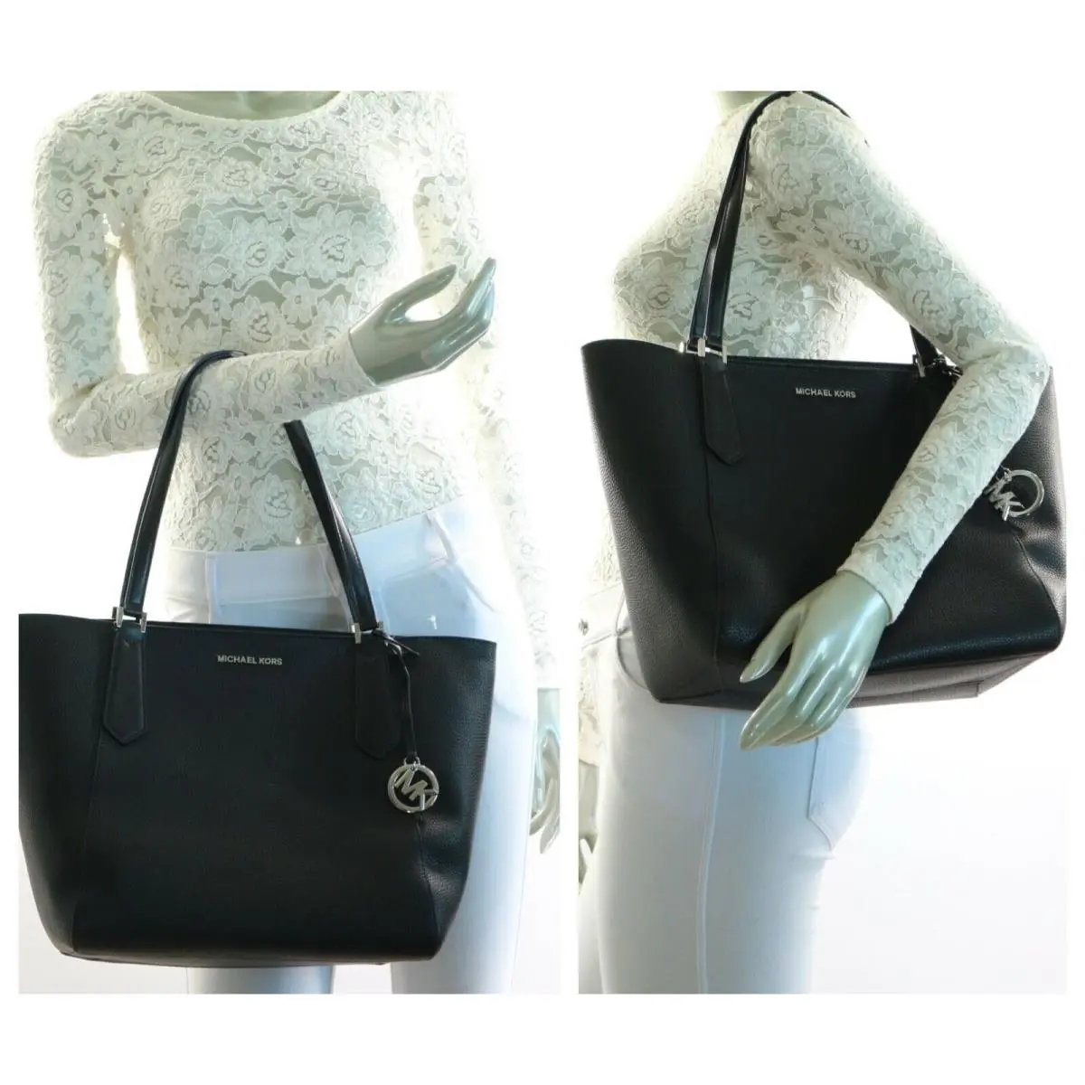 NWT$348.00 -  Kimberly Large Bonded Tote Bisque/black Black by Michael Kors
