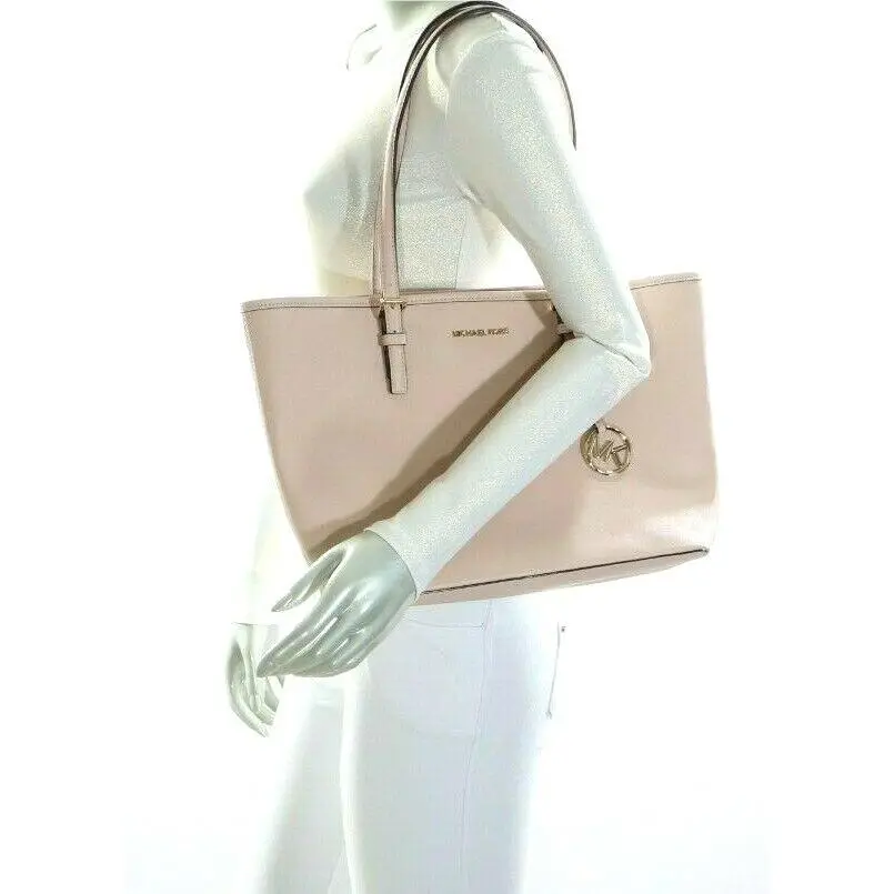 Michael Kors Jet Set Travel Medium Carryall Leather Tote Bag Ballet