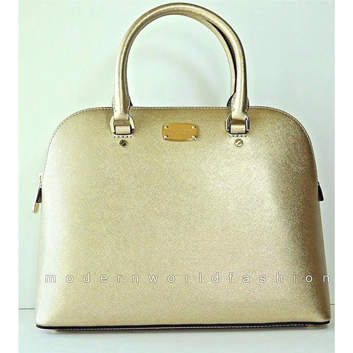 Michael Kors Cindy Large Dome Satchel Leather 35S6MCPS3M Pale Gold NWT$348.00