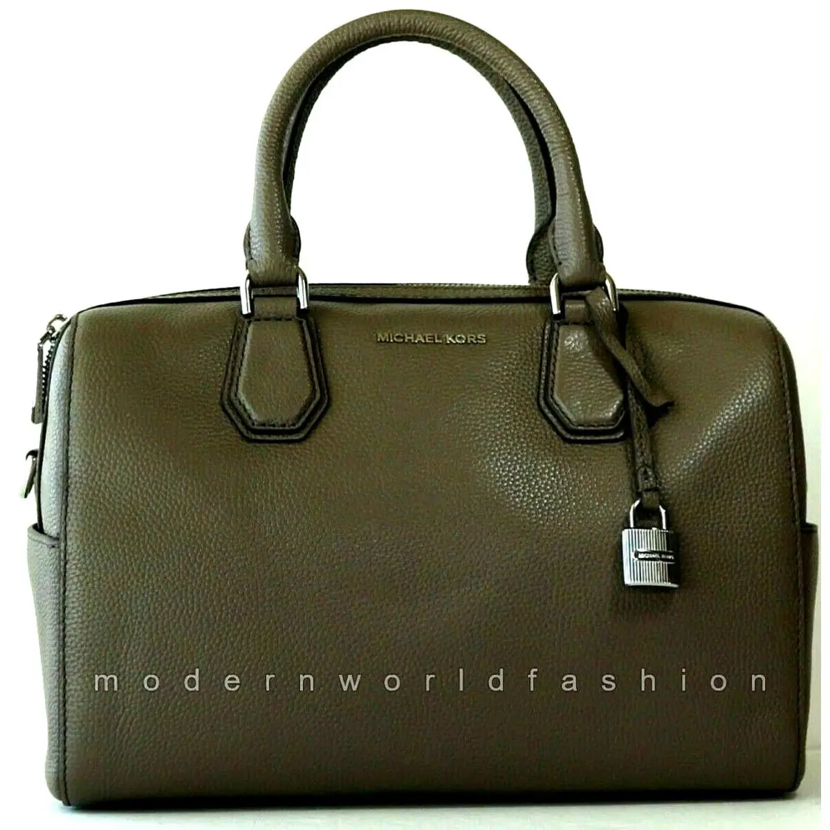 Michael Kors Mercer Medium Duffel Leather Satchel Shoulder Bag Cinder