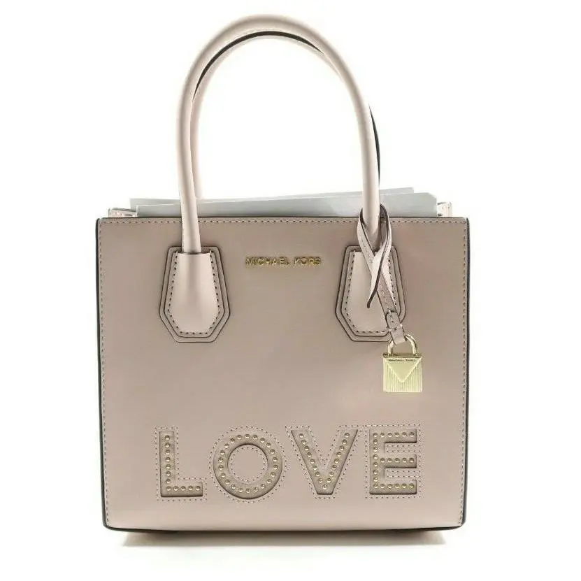 Michael Kors Mercer Studio Medium Messenger Leather Bag Soft Pink