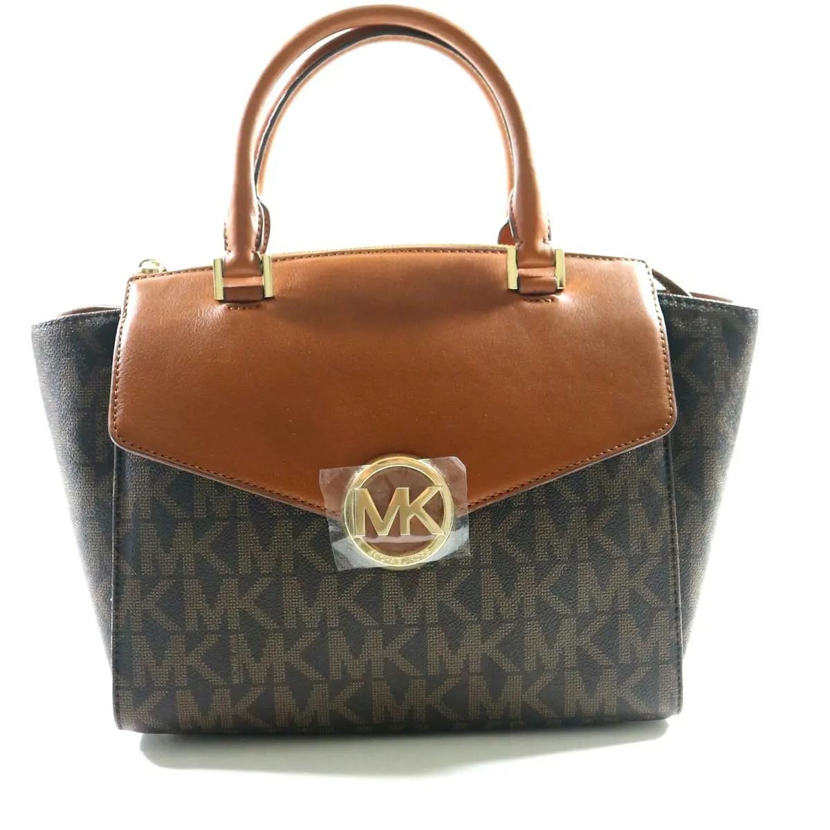 Michael Kors Hudson Large Pvc Signature Leather Satchel in Brown NWT$398.00