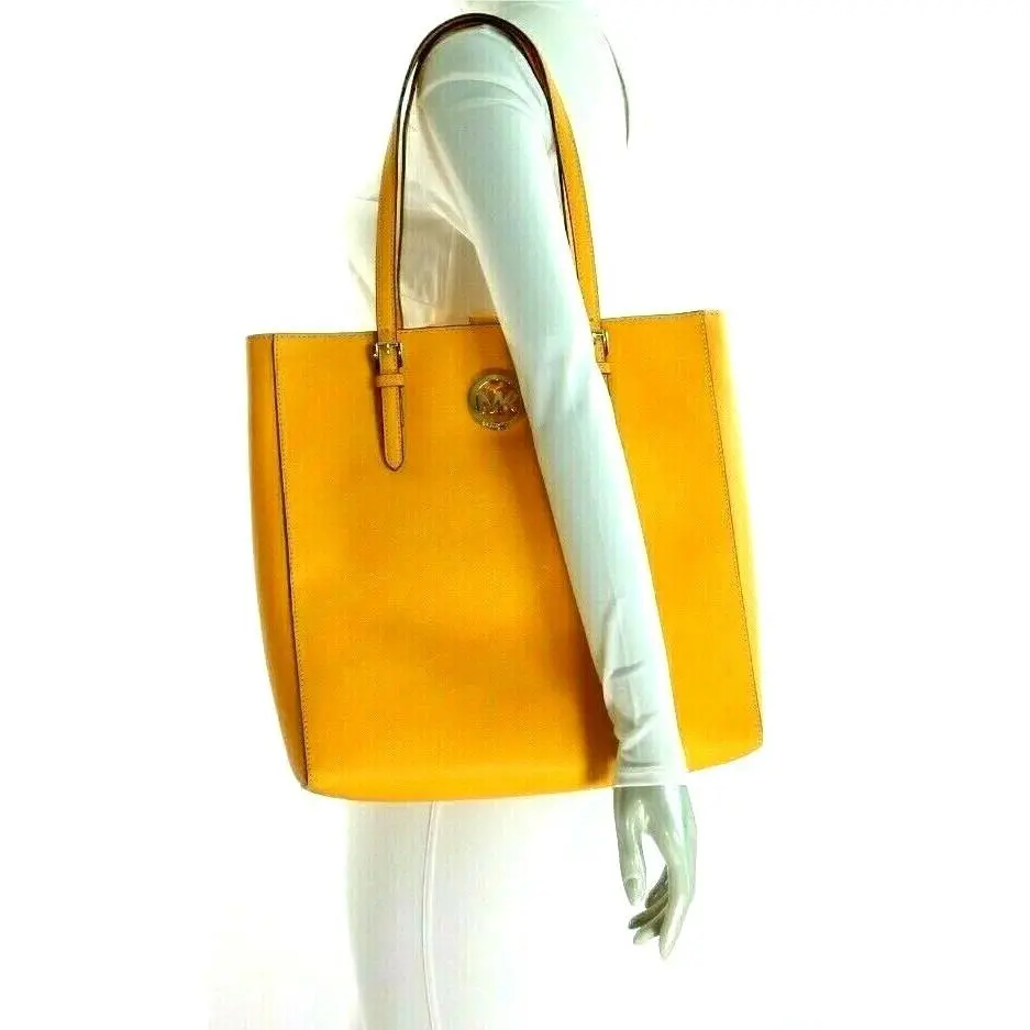 Michael Kors Jet Set Travel Large NS Leather Tote Shoulder Bag Vintage Yellow