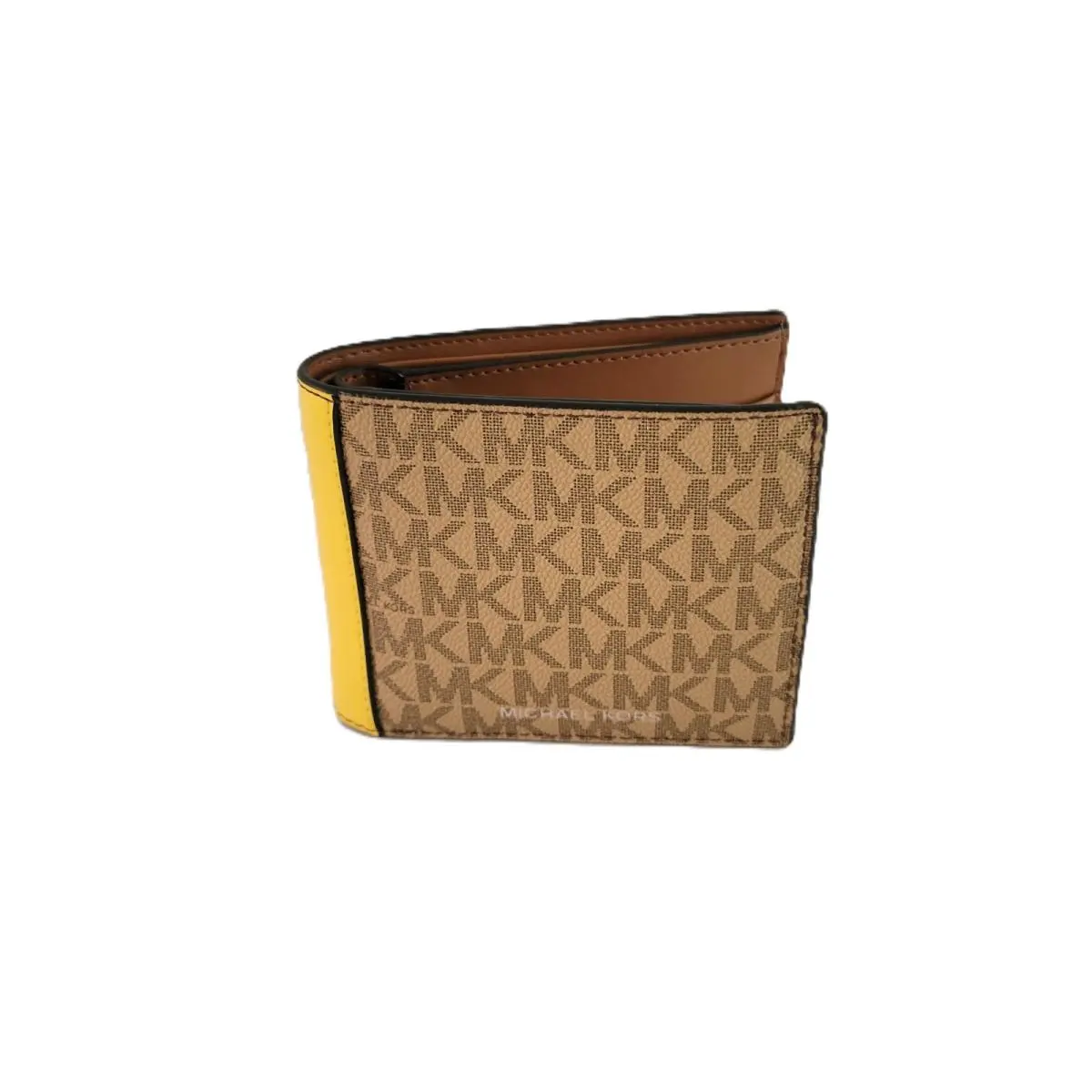 Michael Kors Cooper Billfold Passcase Wallet Bifold Daisy Yellow MK Logo