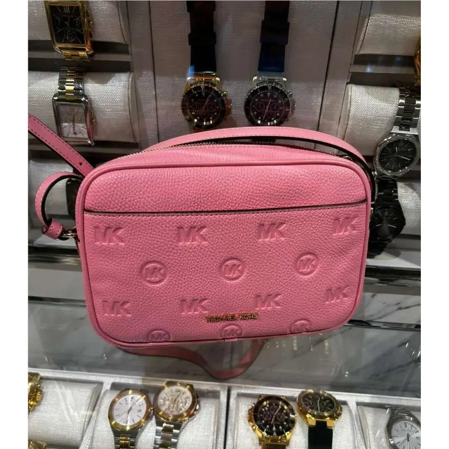 Michael Kors Jet Set Travel Women Large PU Blend Camera Crossbody Bag Carnation