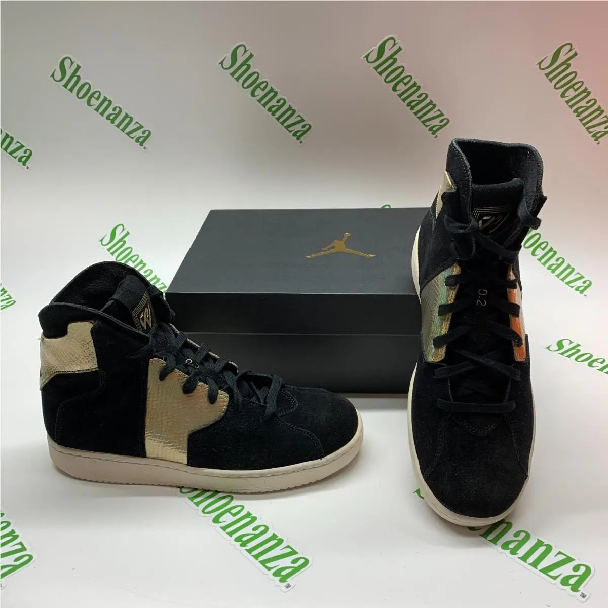 Nike Jordan Westbrook 0.2 E 921145 032 Black Gold Suede Sneakers Shoes Mens 10