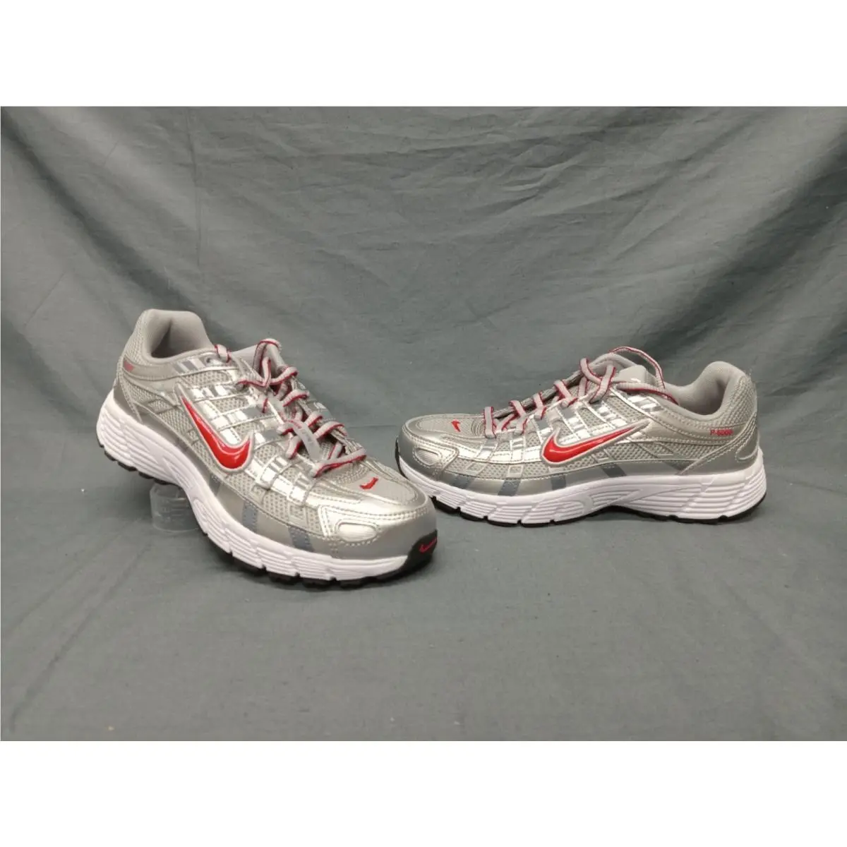 Nike P-6000 GS Sneakers Metallic Silver Gym Red Boys Size 4