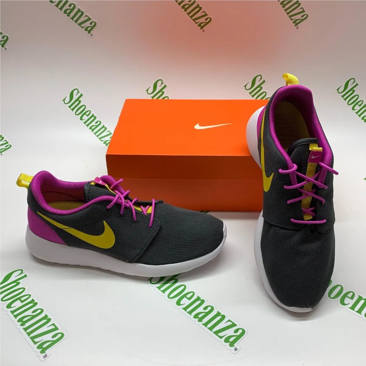 Nike Roshe One 511881 035 Anthracite Hyper Magenta Yellow Sneakers Shoes Men 8.5