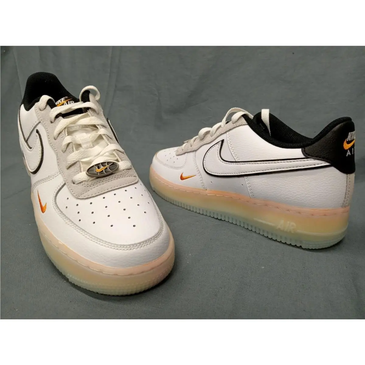 Nike Air Force 1 BG GS Sneakers White Orange Boys Size 5.5