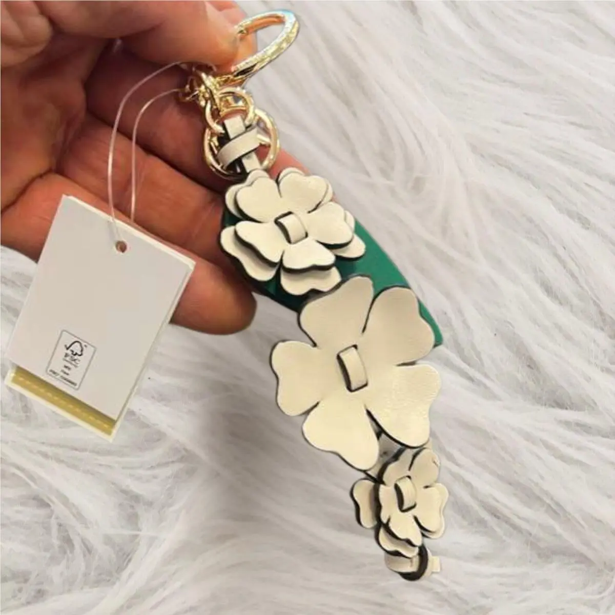 Stacked Flower Women Bag Charm Keyfob Light Cream by Michael Kors