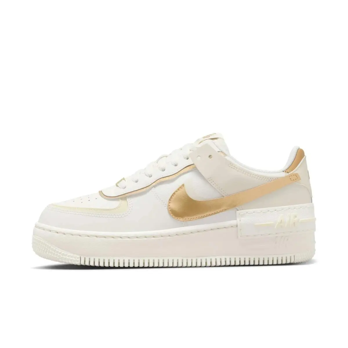 Womens Size 12 - Nike Air Force 1 Shadow Sail Metallic Gold Shoes DZ1847 108