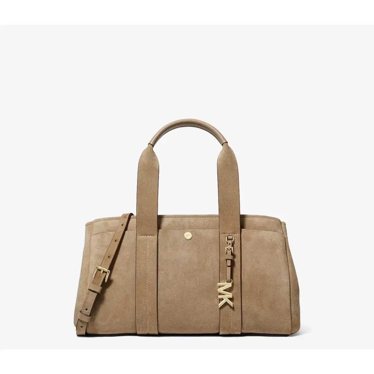 Michael Kors Romee Small Suede Leather Satchel Color Husk