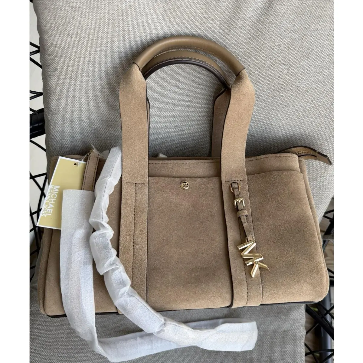 Romee Small Suede Leather Satchel Color Husk by Michael Kors