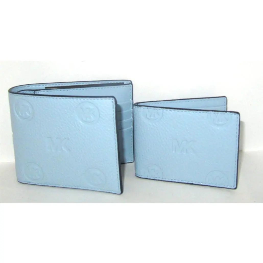 Michael Kors Cooper Ocean Blue Men`s Logo Billfold Pass Case Wallet