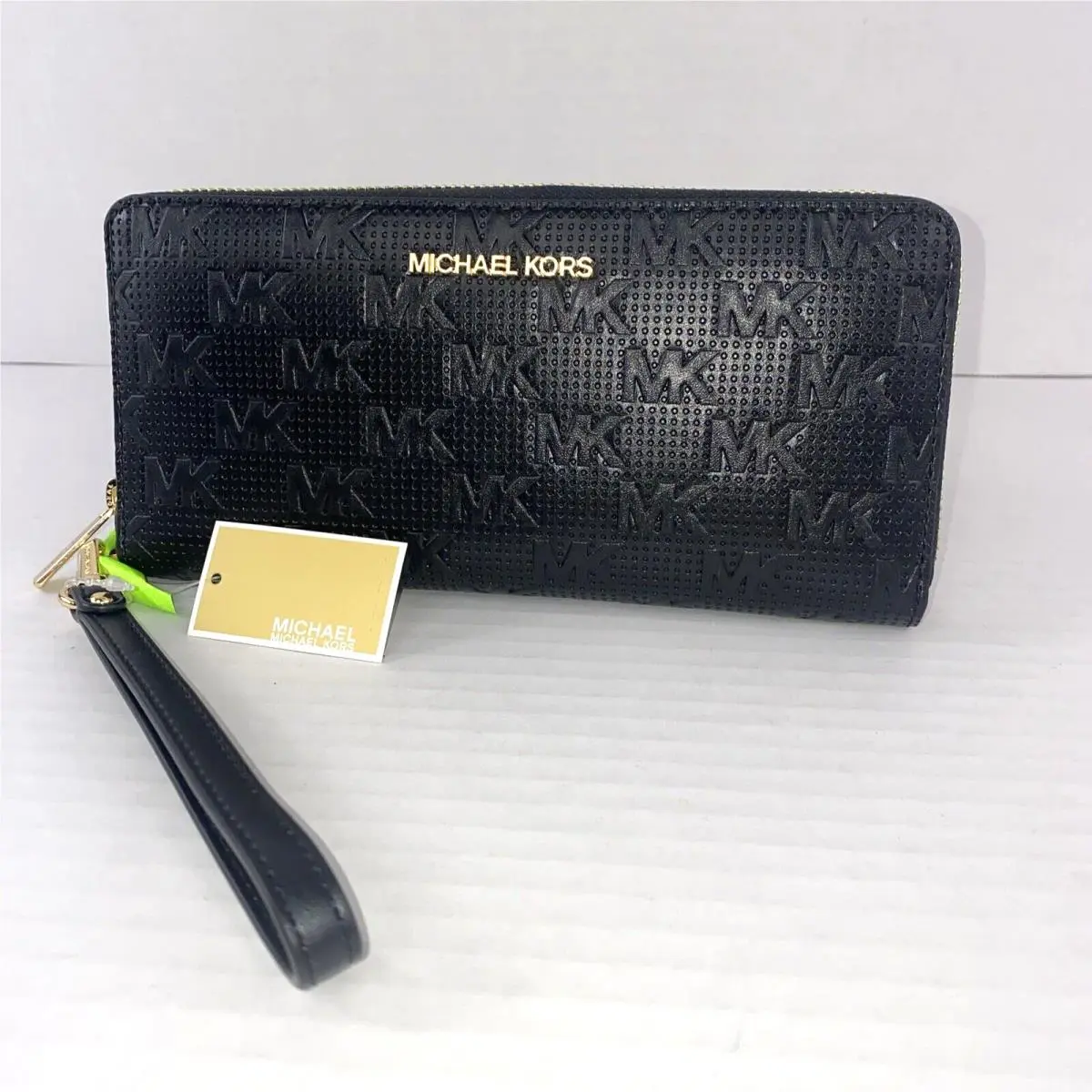 Michael Kors Large Continental Wallet Embossed Black Leather Jet Set W7