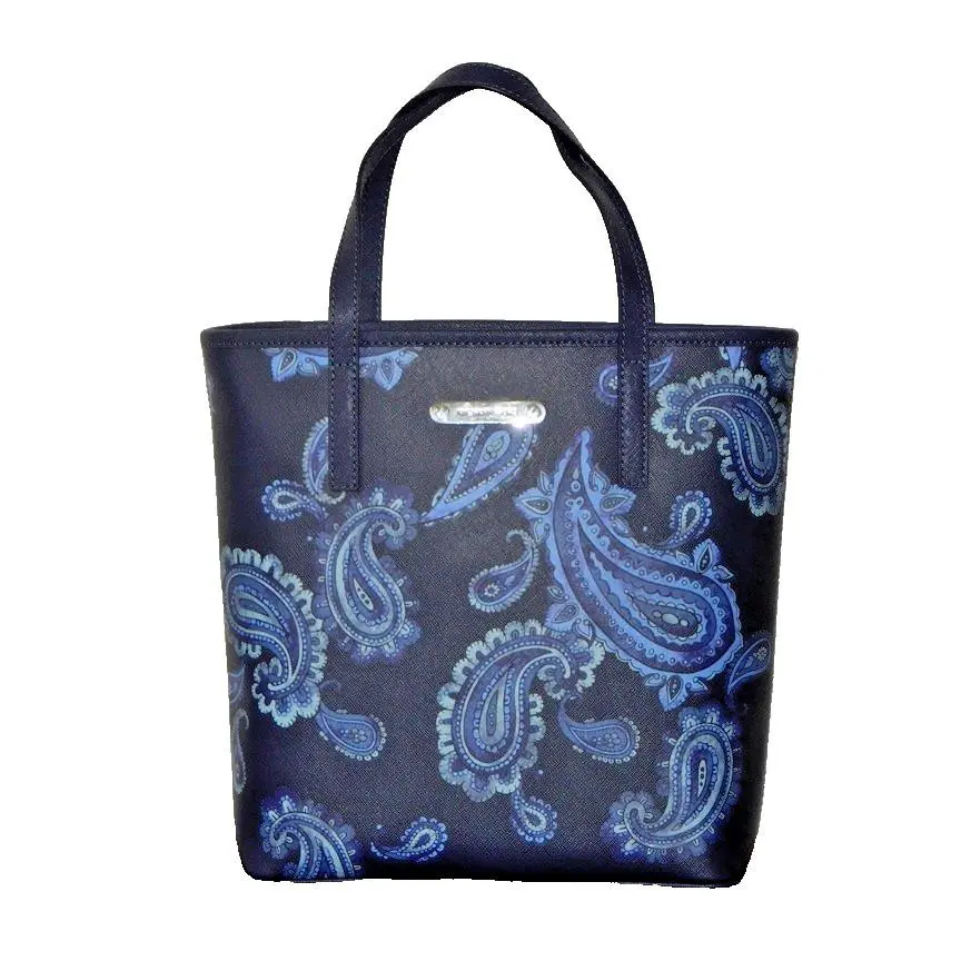 Michael Kors Emry Paisley Print Admiral Blue Top Zip Medium Tote Bag
