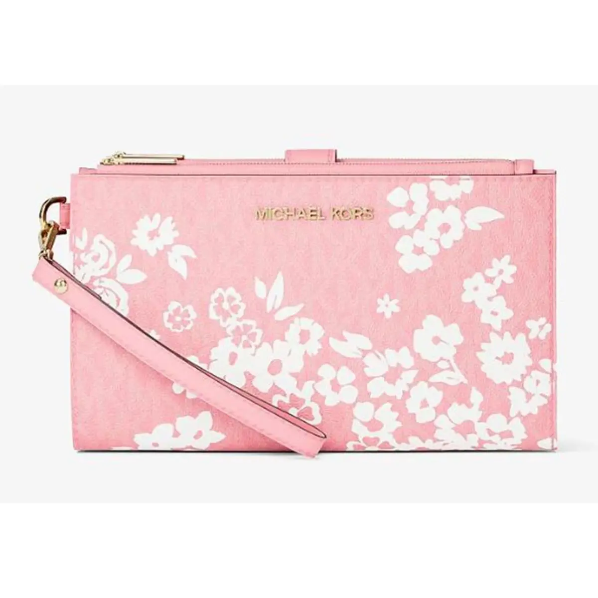 Michael Kors Outlet Large Jet Set Travel Signature Logo Print Wristlet Pouch 35S