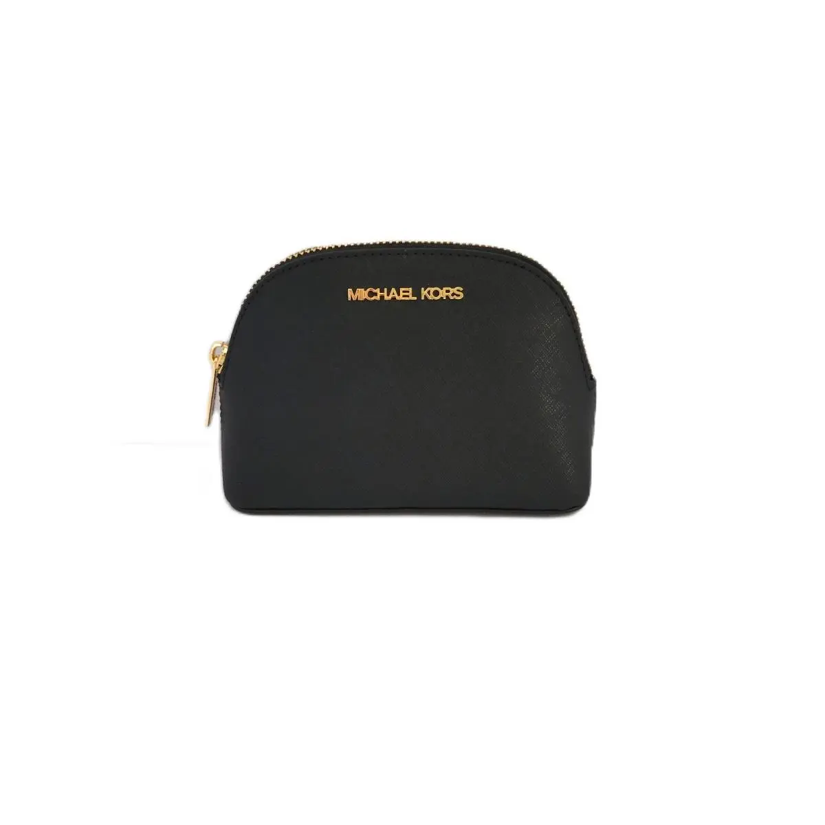 Michael Kors Jet Set Travel Medium Pouch Case Cosmetic Makeup Bag Black Leather
