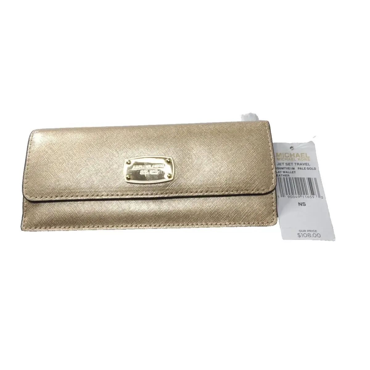 Michael Kors Jet Set Travel Flat Wallet Pale Gold Leather Retail