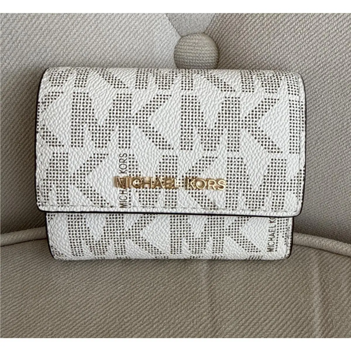 Michael Kors Jet Set Trifold Small Wallet In Cream Multi Color NWT$98