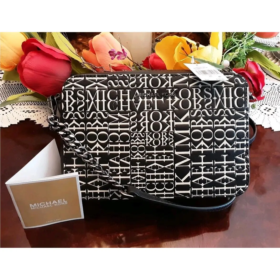 Michael Kors Black and White Crossbody Bag