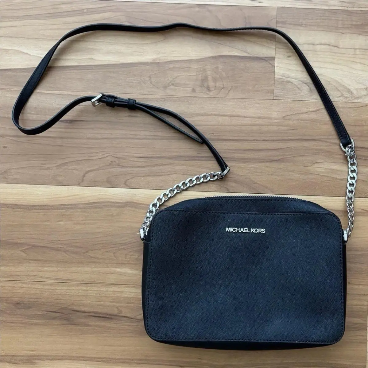 Michael Kors Jet Set Travel Small Crossbody Black Signature MK Purse