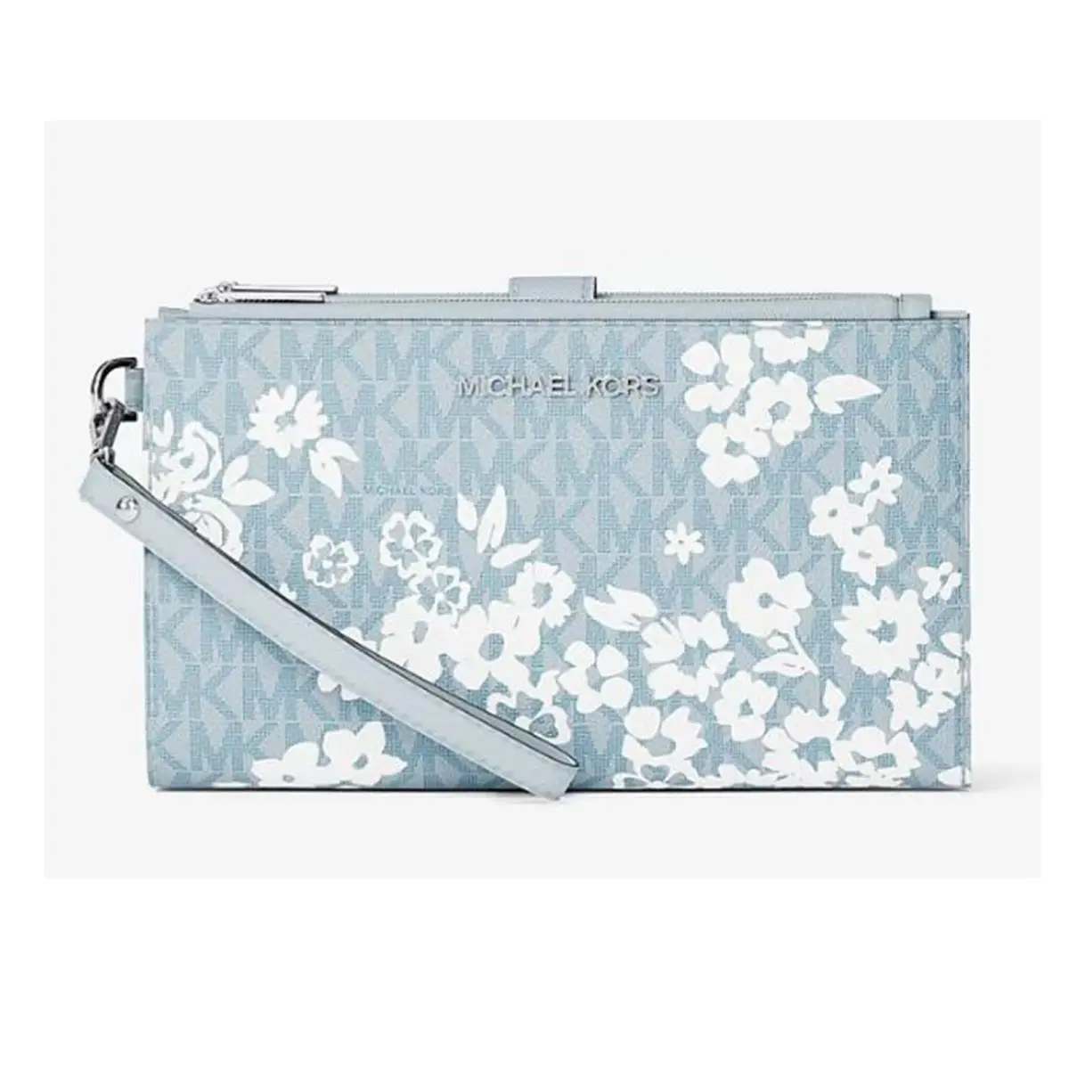 Michael Kors Outlet Large Jet Set Travel Signature Logo Print Wristlet Pouch 35S