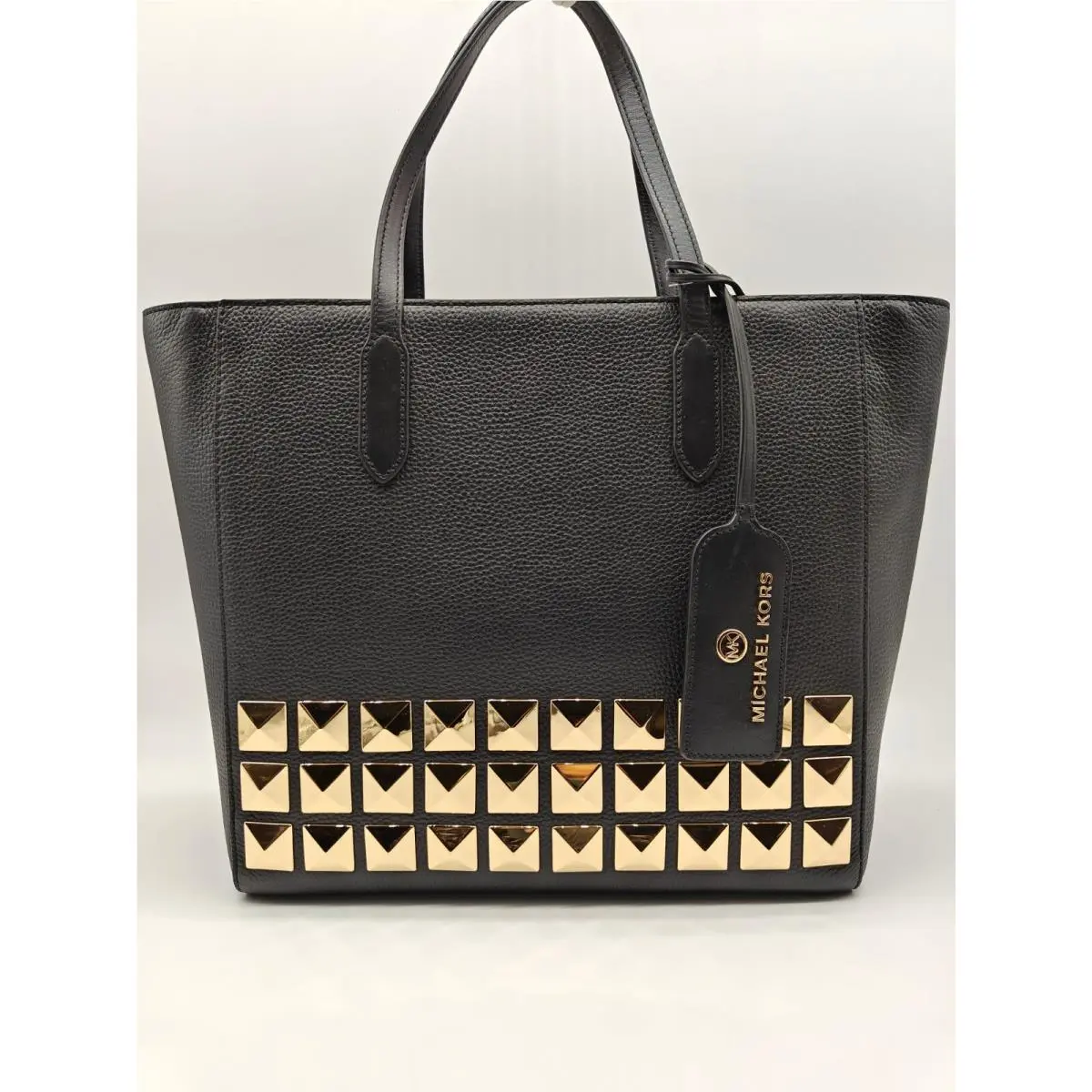 Michael Kors Sinclair East West Large Studs Leather Large Tote Bag in Black