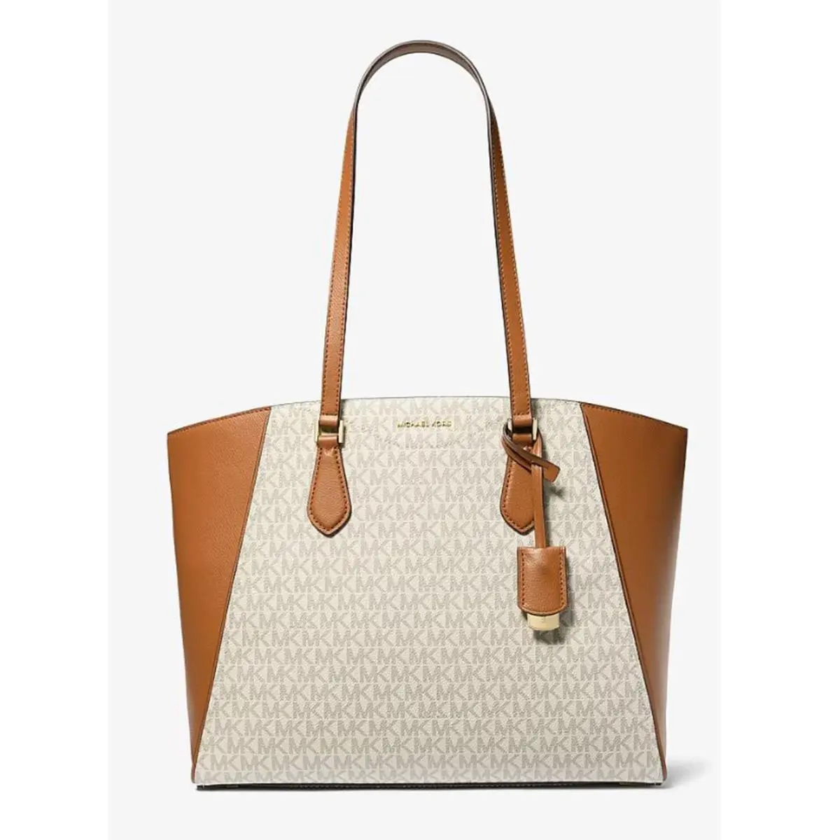 Kors Taryn Large Signature Logo and Leather Tote Bag Brown 30F4G
