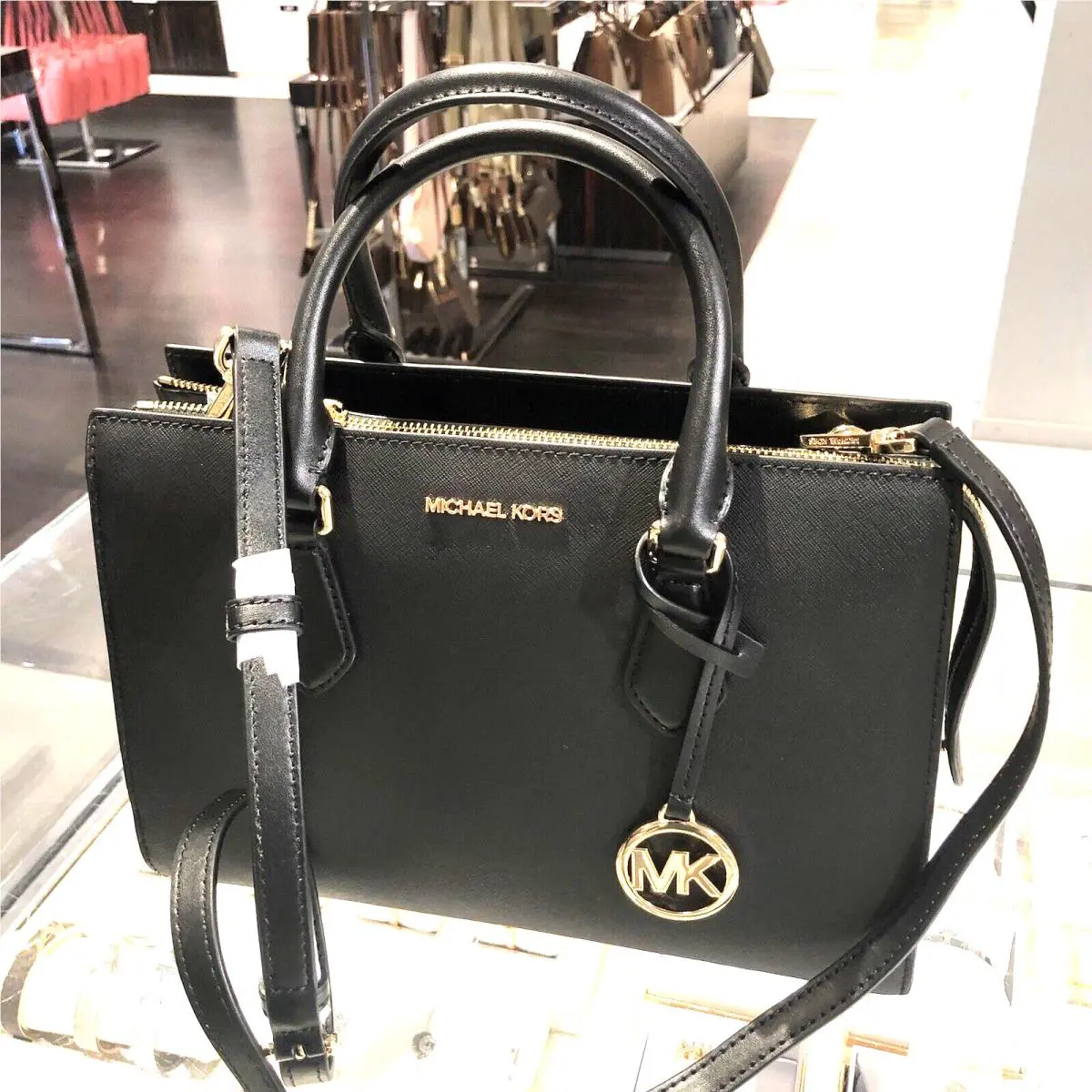 Michael Kors Medium Bag Satchel Shoulder Handbag Purse Messenger Crossbody Black