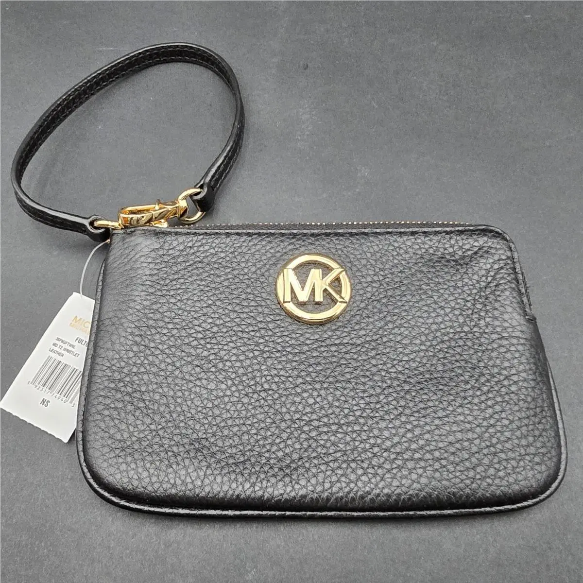 MK Michael Kors Fulton Black Leather Wristlet