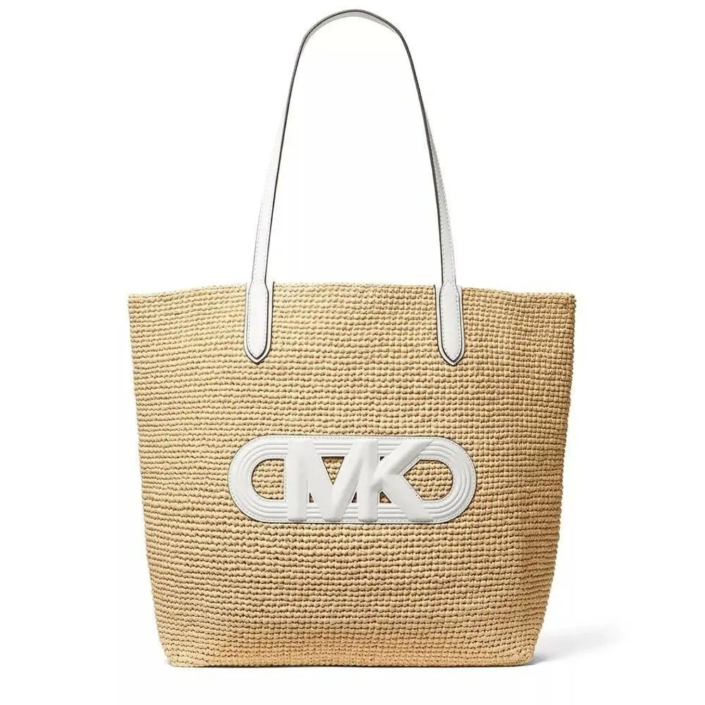 Michael Kors Eliza XL Tote Straw Tote Natural/optic White