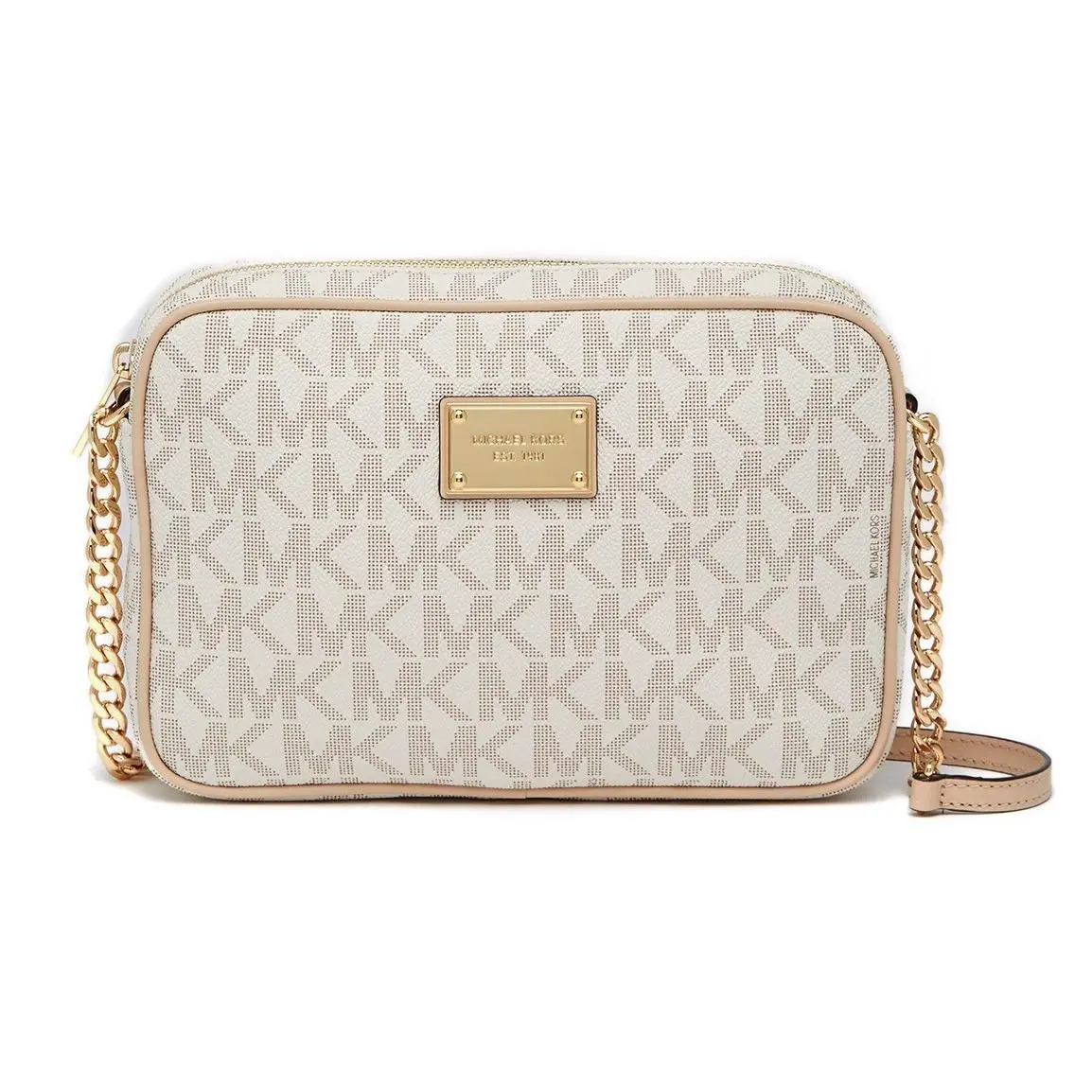 Michael Kors Signature Logo Jet Set Large EW Crossbody Bag Vanilla