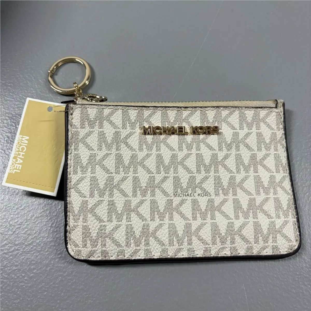 Michael Kors Leather Wallet Jet Set Travel Small Top Zip Coin Pouch ID Flaw