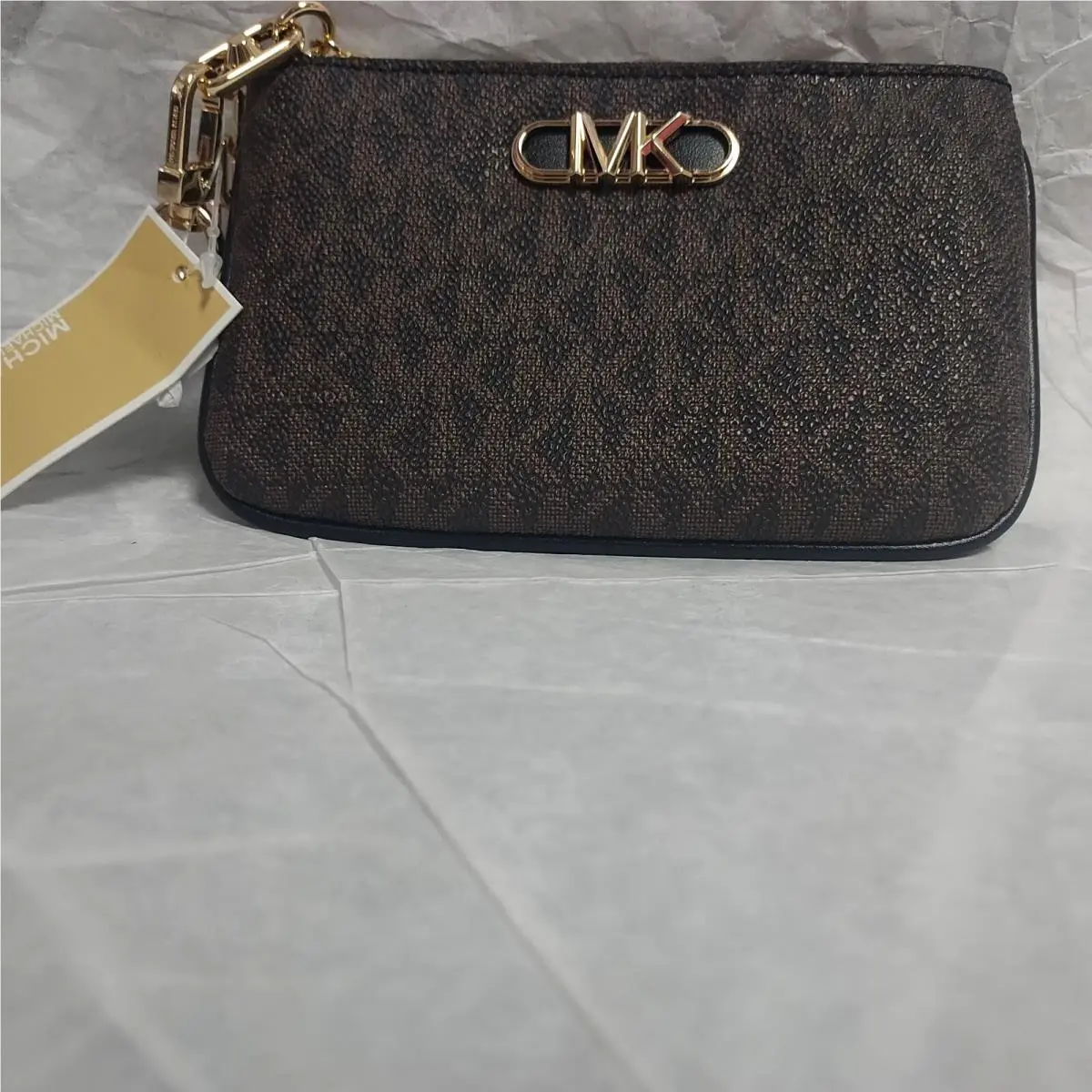 Michael Kors Women`s Black/brown Signature Parker Key Card Holder Wallet
