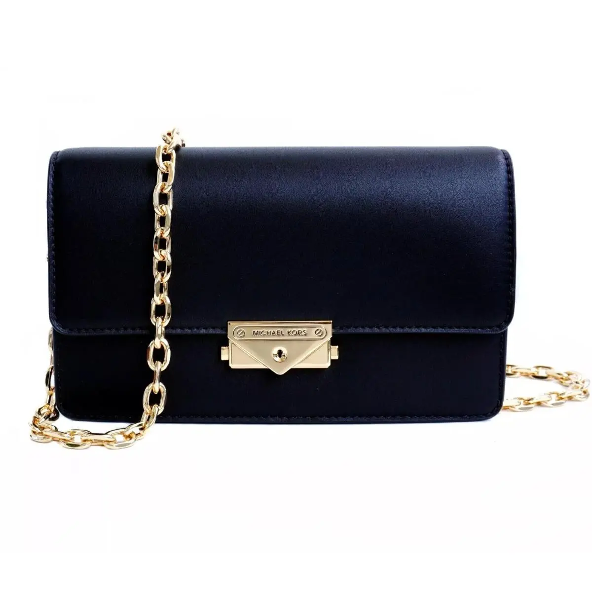 Cece Medium Flap Structured Clutch Chain Shoulder Bag Black by Michael Kors