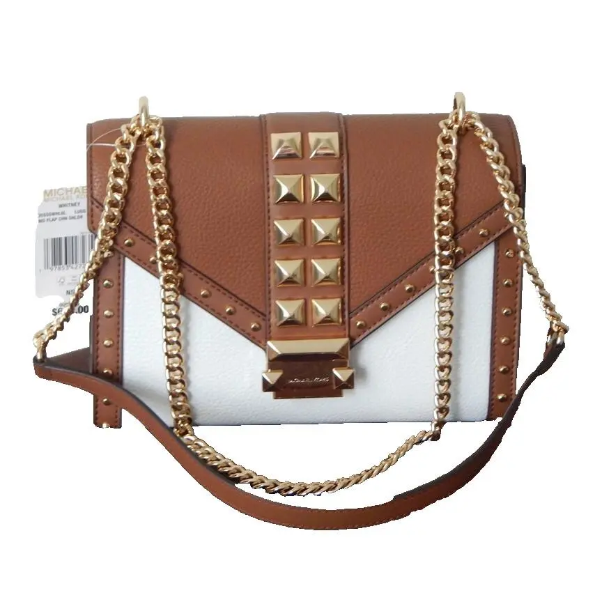 Michael Kors Whitney Flap Studded Two-tone MD Chain Shoulder Crossbody Bag