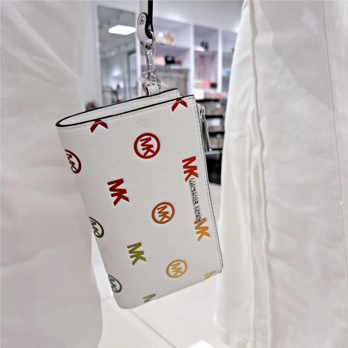 Jet Set Travel Large Double Zip Wallet MK Optic White Multi by Michael Kors