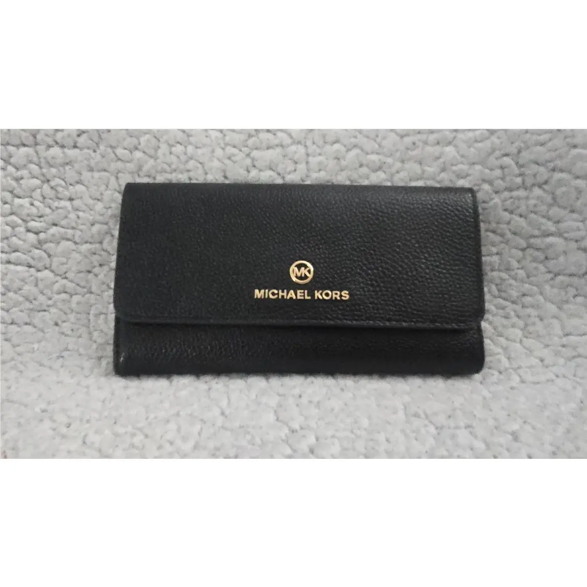 Michael Kors Jet Set Charm Large Pebbled Leather Tri-fold Wallet - Black