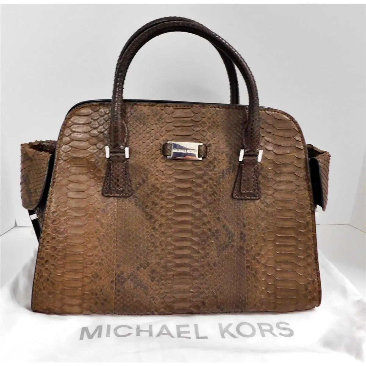 Michael Kors Gia Python Brown Large Satchel Bag Italy rt