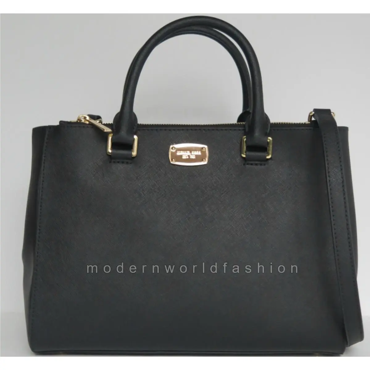 Michael Kors Kellen Medium Saffiano Leather Satchel Tote Bag Black