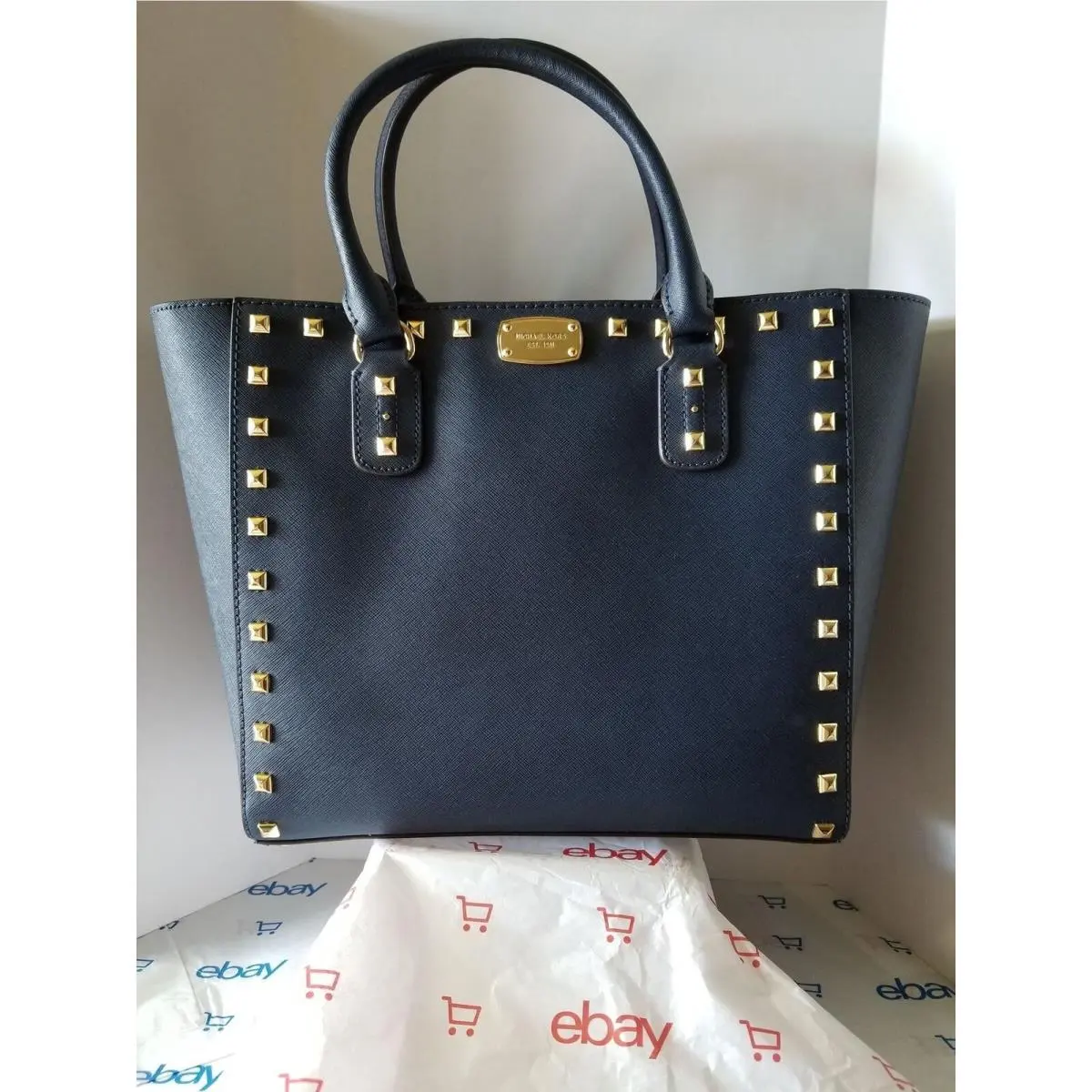 Michael Kors Sandrine Studded Large Tote - Navy