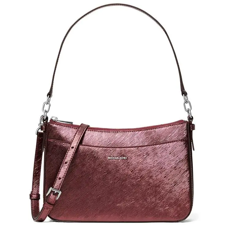 Michael Kors Jet Set Michael Kors Top Zip Pouchette Crossbody Bag Oxblood