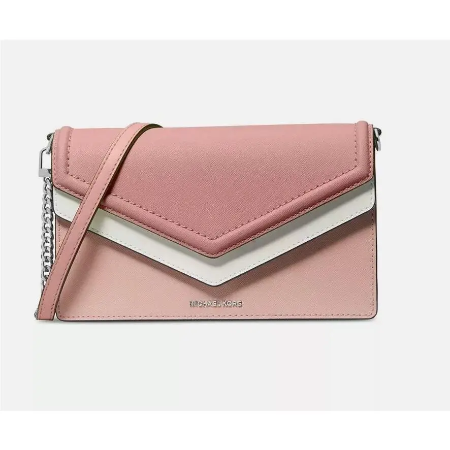 Michael Kors Jet Set Double Flap Envelope Small Crossbody in Primrose/pink