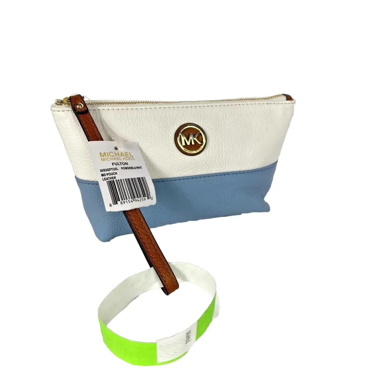 Wristlet Fulton Medium Bag Powder Blue Zip Leather White M4 by Michael Kors