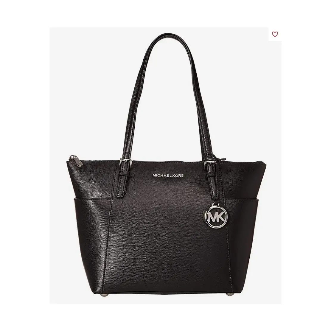 Kors Jet Set Zip Top Leather Shoulder Tote Black