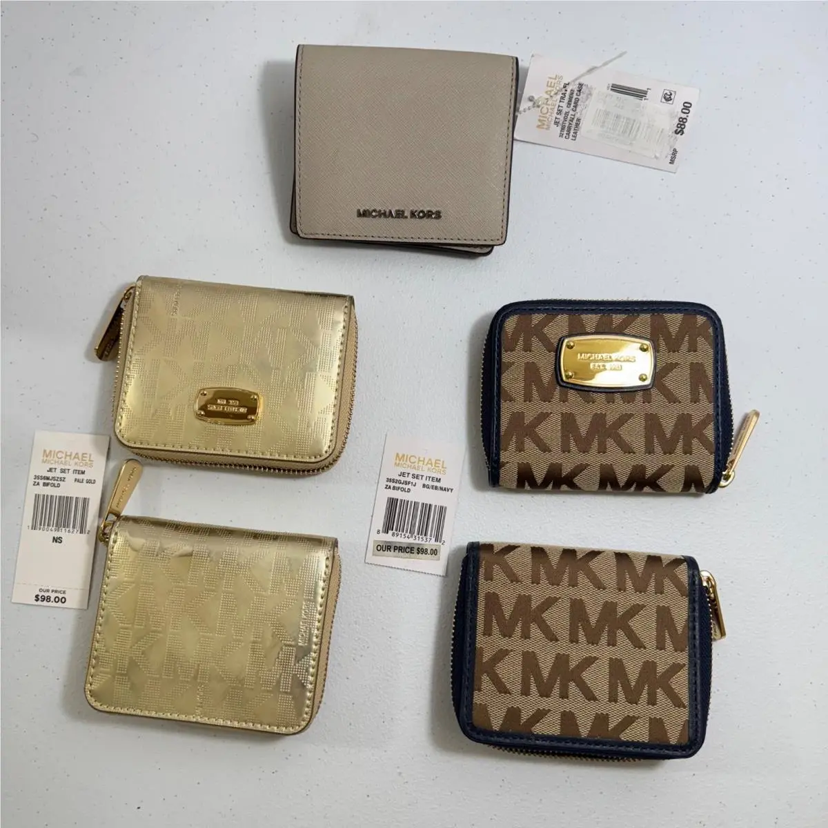 5 Vtg Michael Kors Lot MK Print Zip Around Coin Pouch Wallet Christmas Gift