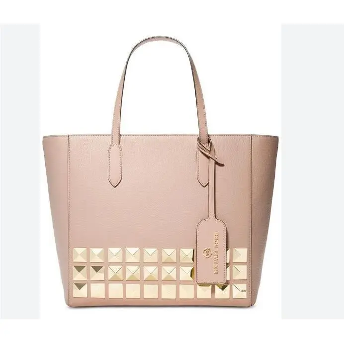Michael Kors Sinclair East West Large Studs Leather Large Tote Bag in Pink
